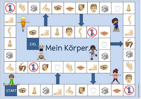 Spielfeld Mein Körper für DaZ Deutsch kinder Spiele