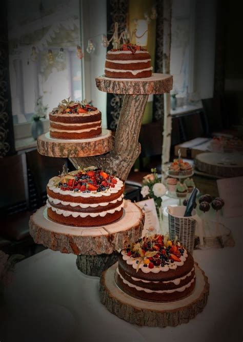 Hochzeitstortenständer Etagere Torte Baumstamm Torte nuziali rustiche