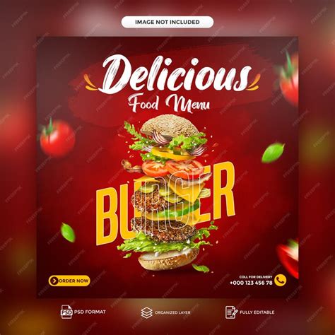 Premium Psd Delicious Burger And Food Menu Social Media Promotion And