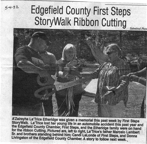 Edgefield County First Steps Storywalk Ribbon Cutting Edgefield