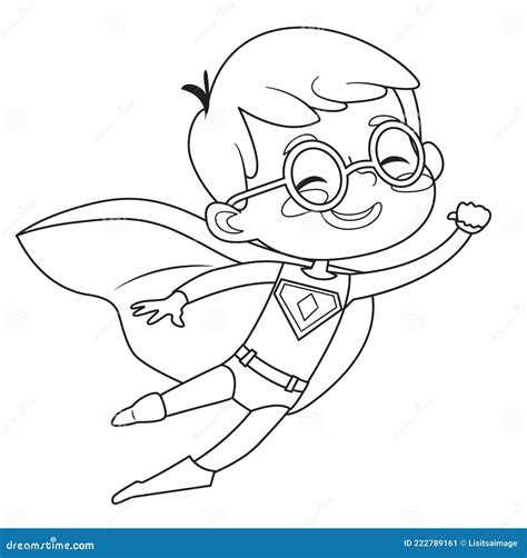 Coloring Page of Super Hero Children. Boys and Girls Wearing Costumes of Superheroes Coloring ...