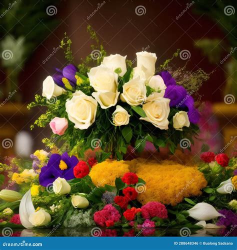 Funeral Flowers White Roses and Lilies Inside a Hearse at a Funeral on ...