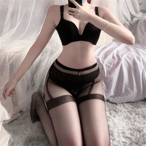 Collant Collant Sexy Pour Femmes Lingerie Rotique Entrejambe Ouvert Faux Jarretelles Bas En