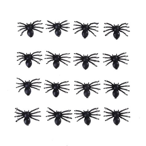 50pcs Novelty Funny Joke Prank Props Realistic Halloween Decorative Spiders Small Black Plastic