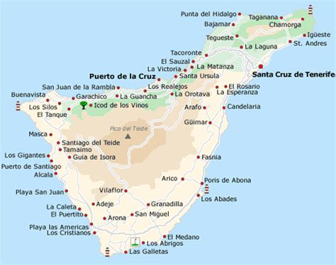 Map Of Tenerife Island Spain Vacation Rentals Hotels Resorts