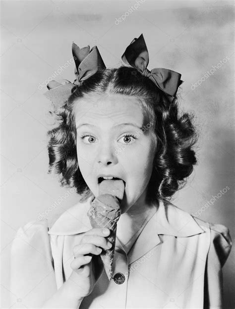 Girl Licking Ice Cream Cone — Stock Photo © Everett225 12293142