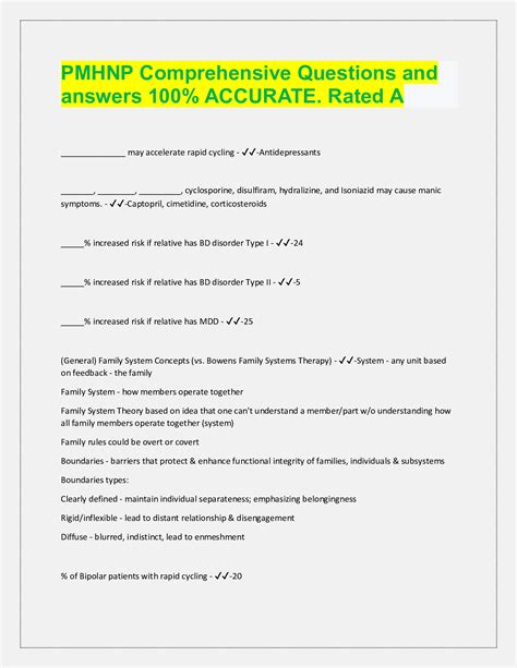 Pmhnp Comprehensive Questions And Answers 100 Accurate Rated A