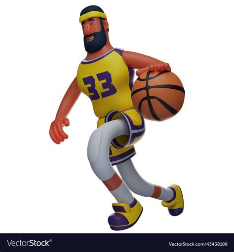 Happy Face 3d Basketball Athlete Cartoon Image Vector Image