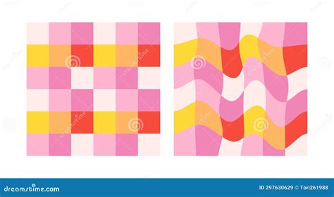 Groovy Checkered Vintage Aesthetic Backgrounds Cartoon Vector