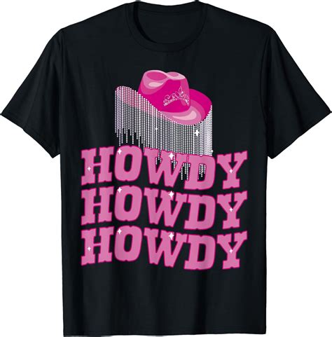 Rodeo Western Country Southern Cowgirl Hat Pink Howdy T Shirt