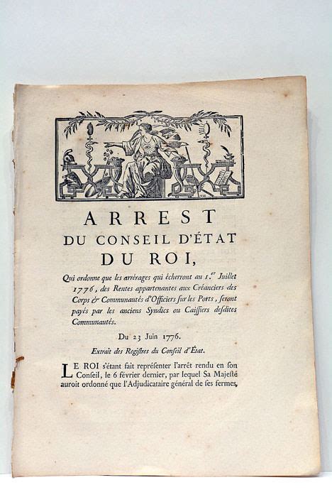 Arrest Du Conseil De L Tat Du Roi Qui Ordonne Que Les Arr Rages Qui