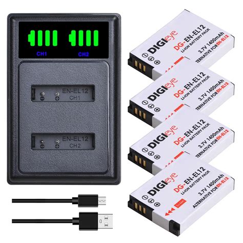 Batería de 1400mAh EN EL12 ENEL12 EN EL12 cargador Dual LED para Nikon