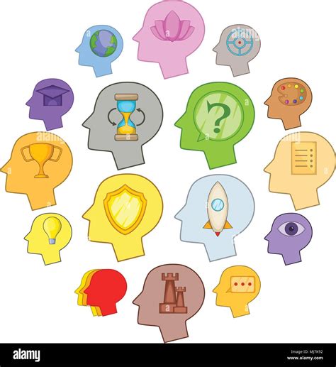 Human Mind Head Icons Set Cartoon Style Stock Vector Image Art Alamy