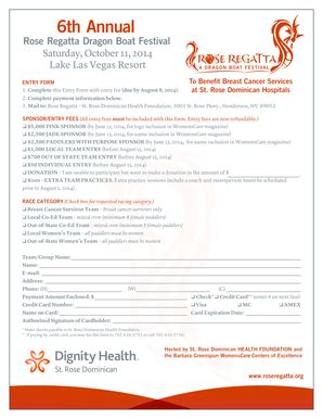 Fillable Online Dignityhealth Roseregatta Teamregist Form