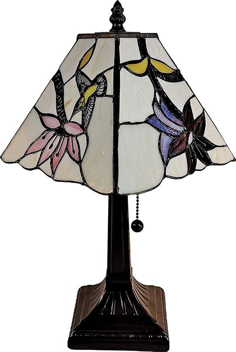 Amora Vintage Tiffany Table Lamp Stained Floral Glass Nightstand Lamp