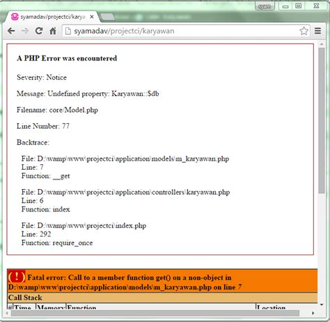 A Php Error Was Encountered Database Model Codeigniter Syamadav