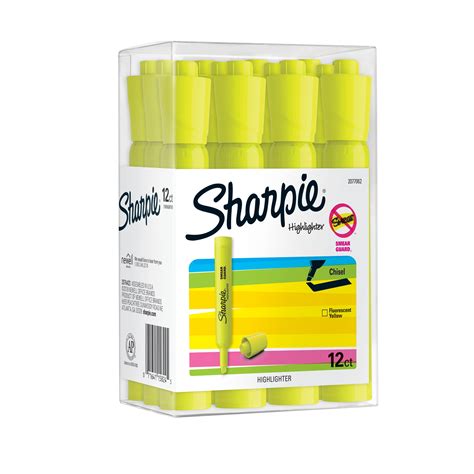 Sharpie Tank Highlighters Chisel Tip Fluorescent Yellow 12 Count