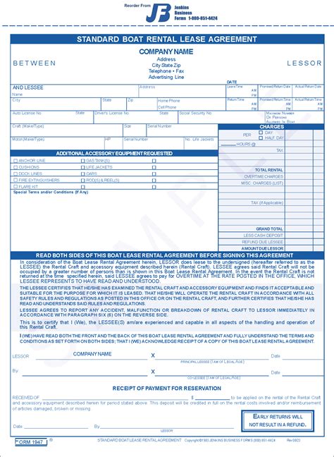 Form Boat Rental Agreement Jb Forms