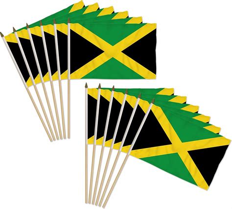 Jamaica 12x18in Stick Flag 1 Dozen Pack Office Products