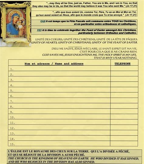 petition for christian unity - Our Lady of Soufanieh