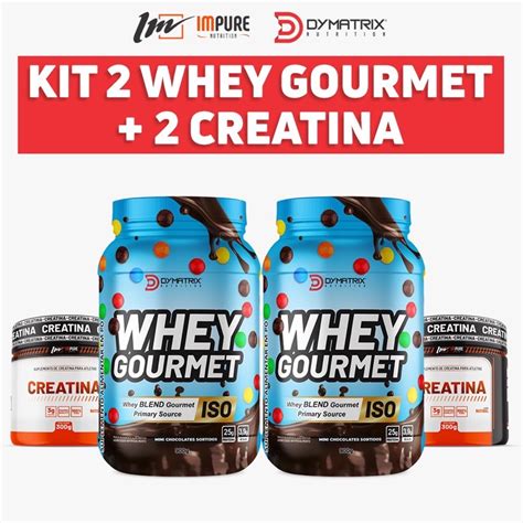 Kit 02 Whey ISO Gourmet Dymatrix 02 Creatina 300g Cada Impure