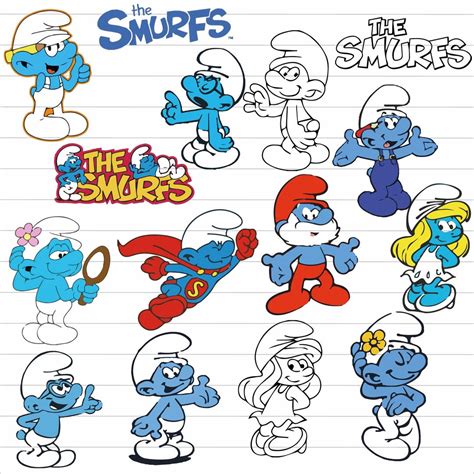 Smurfs Svg Bundle Smurfs Font Svg Files For Cricut Smurfs Cut Files