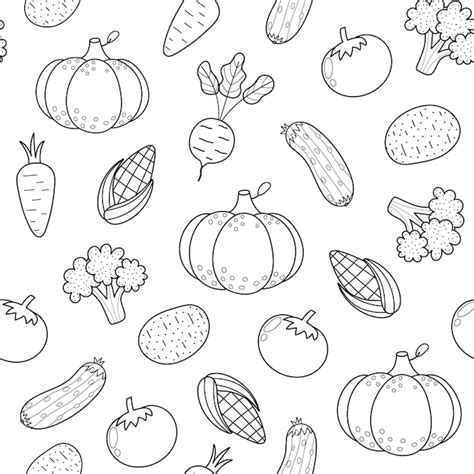 Vegetables Cartoon Black And White