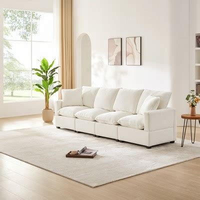 W Seat Upholstered Sectional Sofa Couch Modular Sofa With