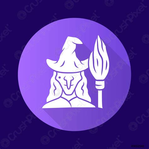 Bruja P Rpura Dise O Plano Largo Sombra Glifo Icono Vector De Stock