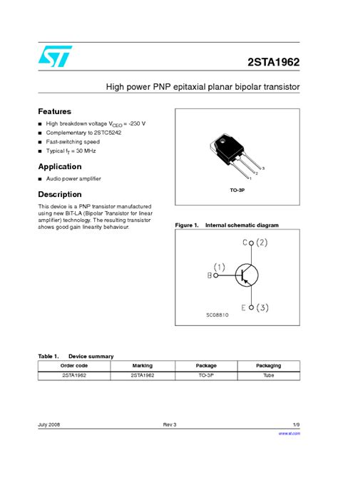 2STA1962 Datasheet PDF 178 KB STMicroelectronics Pobierz Z Elenota Pl