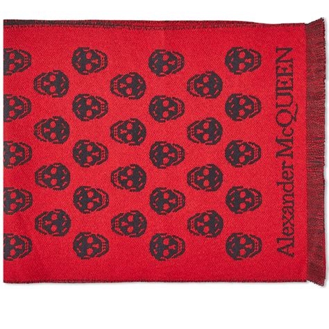 Alexander McQueen Skulls Reversible Scarf Lacquer Blue END US