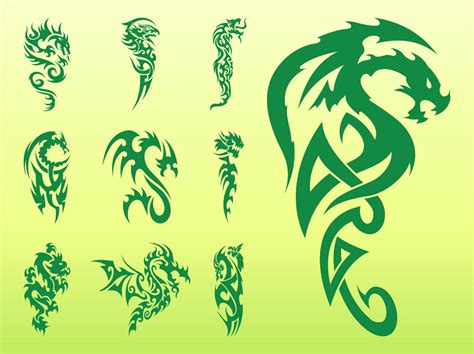 Dragon Tattoo Set Vector Art & Graphics | freevector.com