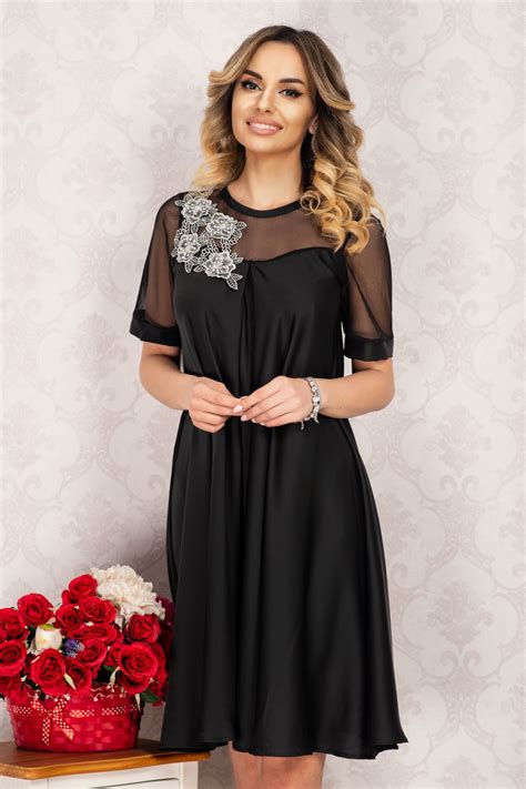 Rochie Neagra Simpla Eleganta Moda La Ndem N