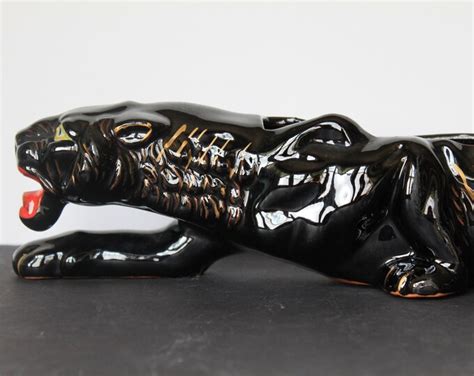 Panther Planter For Vintage Mid Century Modern Mantel Decor Black