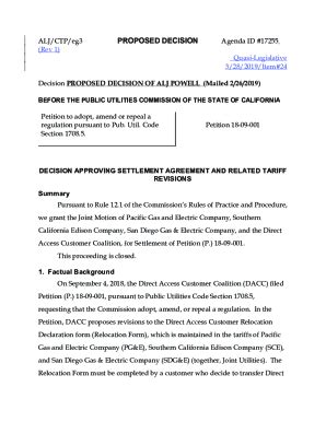 Fillable Online Docs Cpuc Ca PROPOSED DECISION Agenda ID 17255 Rev