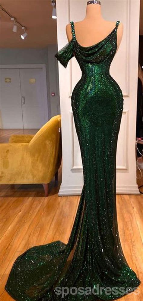 Sexy Green Mermaid Spaghetti Straps Maxi Long Prom Dresses Online 1324