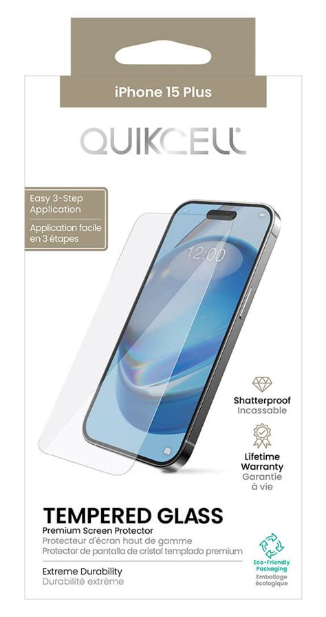 Quikcell Tempered Glass Screen Protector for iPhone 15 Plus | Clear ...