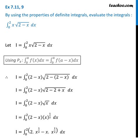 Ex Using Properties Of Definite Integrals X Root X