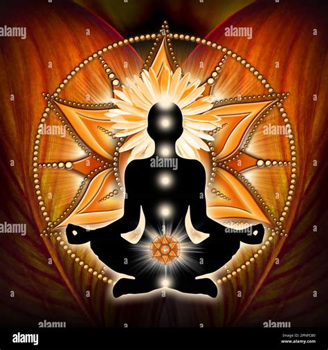 Sacral Chakra Meditation In Yoga Lotus Pose In Front Of Svadhisthana