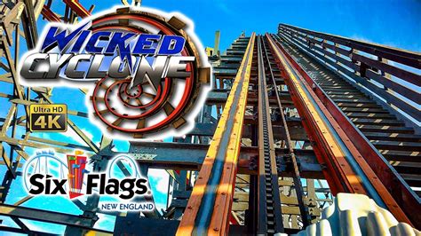 2023 Wicked Cyclone Roller Coaster On Ride Front Seat 4k Pov Six Flags New England Youtube