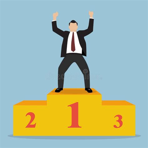 Businessman Celebrates On Winning Podium Stock Vector Illustration Of