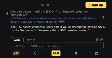 Circle To Cease Minting USDC On Tron Network Effective Immediately