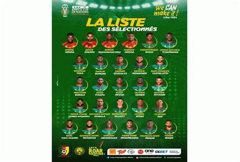 Esbimedia Can Liste Officielle Des Lions Indomptables