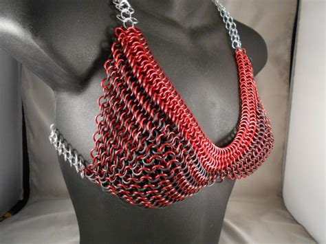 Chainmail Bikini Bra Red Paracord Ties To C By Cntstretchys