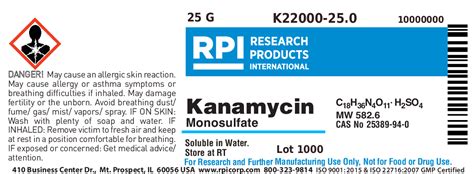 K Kanamycin Monosulfate Kanamycin A Grams