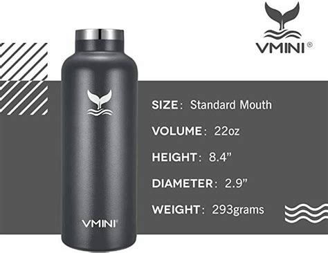 Vmini Water Bottle Standard Mouth Stainless Steel Vacuum Insulated