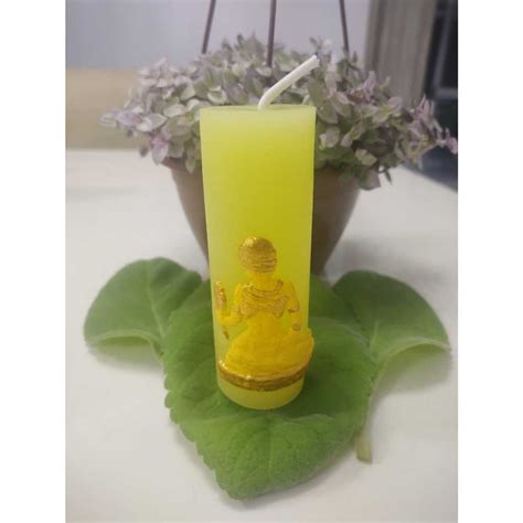 Cor Da Vela De Oxum - Vela Artesanal Oxum - Em alto relevo - Pintada a mão - Umbanda ...