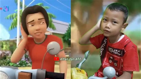 Abang Badrol Menolong Rembo Yang Ditabrak Motor Tiru Aksi Upin Ipin