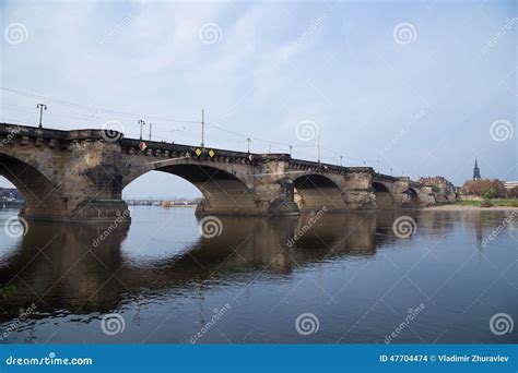 View of Bridge Over Elbe River in Dresden, Germany Stock Photo - Image ...