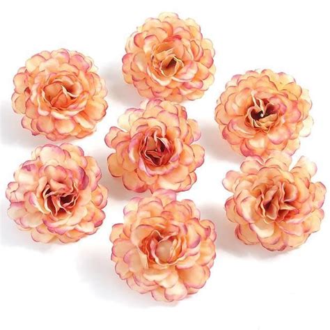 Fleur Sechee Champagne Pcs T Tes De Roses Artificielles En Soie Cm